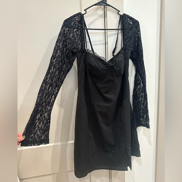ashwood lace sleeve mini dress black Ashwood Lace Sleeve Mini Dress White main image 1